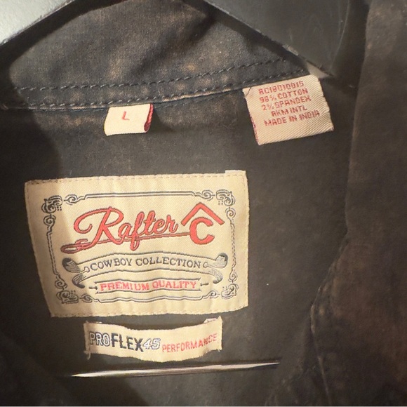 Rafter C Cowboy Collection Pearl Snap Western Long Sleeve Men Brown Size L - Picture 6 of 7